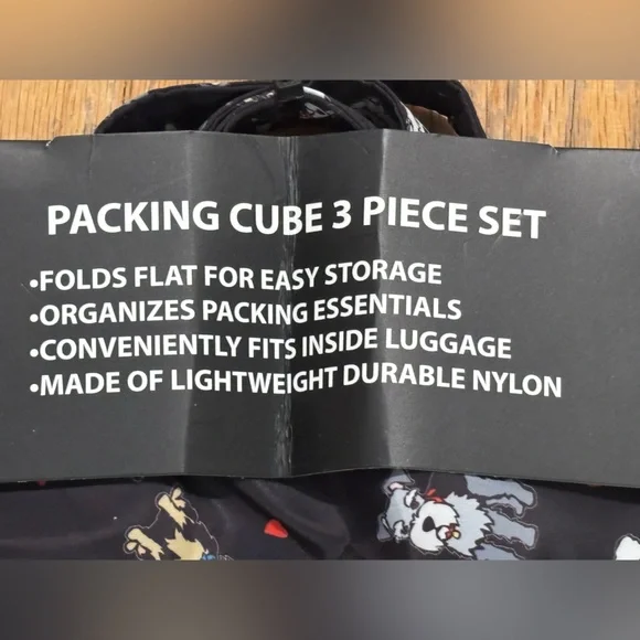 NWT Marc Tetro 3 pc dog favorites Black Packing Cube Set - Picture 5 of 8